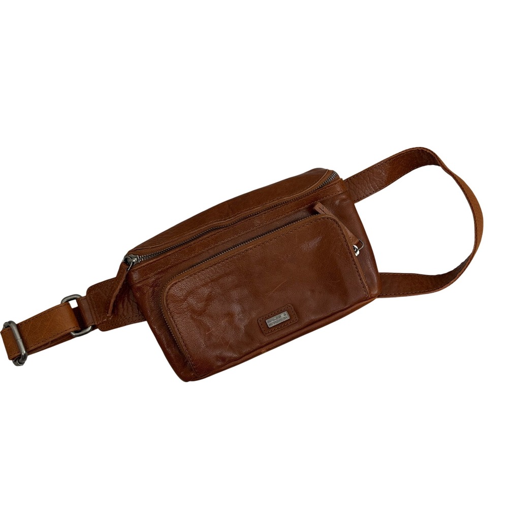 Spikes & Sparrow Belt Bag Unisex OS Brown Leather Waist Pack Fanny Pack Silver